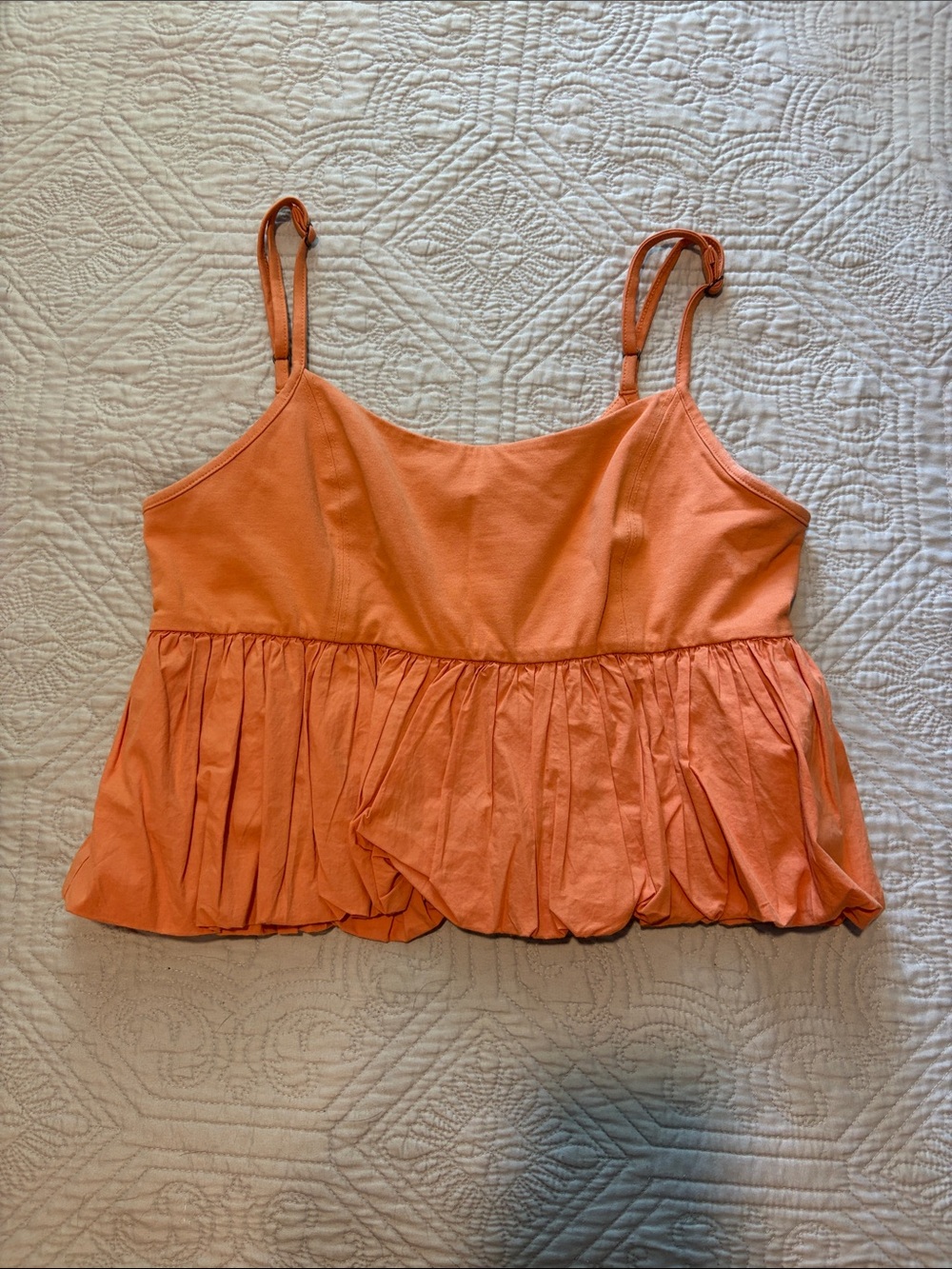 Maeve Coral Ruffle-Hem tank top